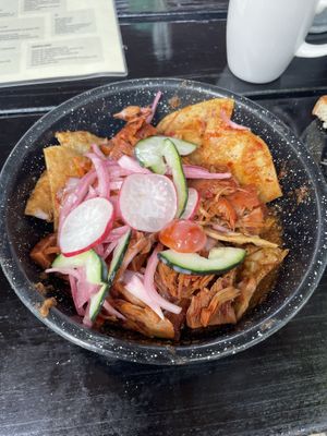 Jackfruit Chilaquiles  at Enamora in Bacalar