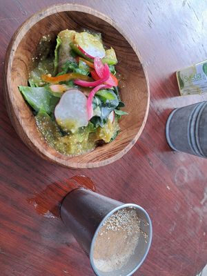 Coffee smoothie and flautas at Enamora in Bacalar