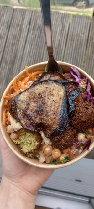 Aubergine Falafel Box at Eat a Pitta - Bishopston in Bristol