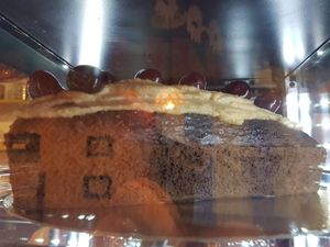 Locust bean cake with cashew glaze at La Tienda de Los Unicornios in Granada