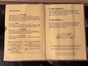 Menu  at La Tienda de Los Unicornios in Granada