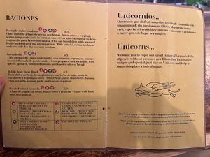 Menu  at La Tienda de Los Unicornios in Granada