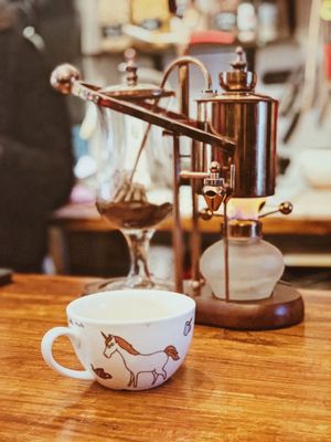 A unique coffee making device, works like a charm :) at La Tienda de Los Unicornios in Granada