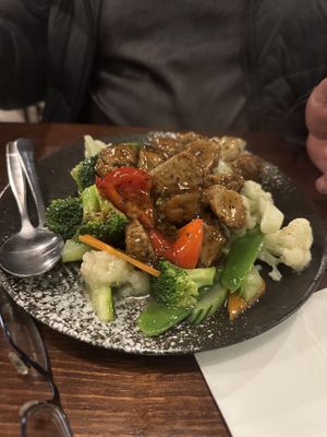 Pepper beef   at Vegie Mum in Fitzroy