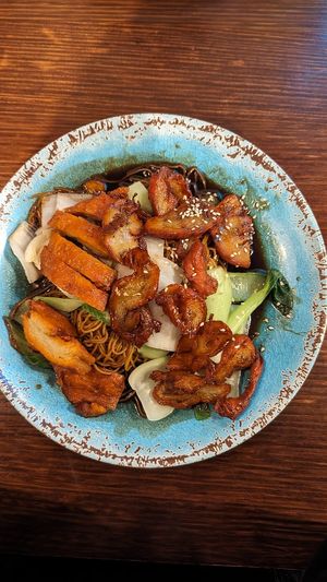 Roasted duck and pork noodle $17.00 at Vegie Mum in Fitzroy