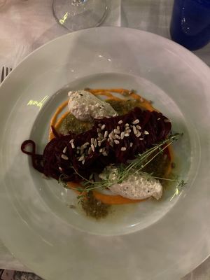 Spaghettis de betteraves vegan  at Ristorante Lo Stornello in Stresa