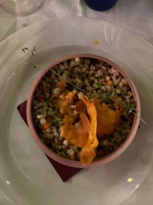 Orge aux légumes. Vegan  at Ristorante Lo Stornello in Stresa