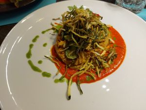 Svizzerina di ceci con zucchine e fiori di zucca at Ristorante Lo Stornello in Stresa