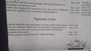 Extract of menu (July 2018) at Ristorante Lo Stornello in Stresa