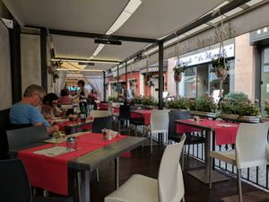 Outdoor seating area at Ristorante Lo Stornello in Stresa