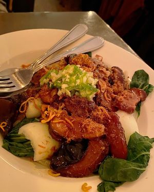 Noodles with tons of mushrooms at Fat Choi in Toronto