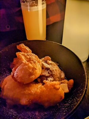 Deep fried banana dessert at Fat Choi in Toronto