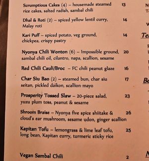 Menu at Fat Choi in Toronto
