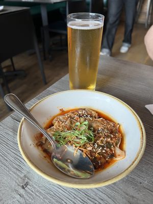 Chili dumplings with impossible beef filling  at Fat Choi in Toronto