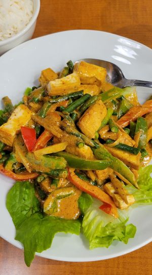 Garlic tofu stir-fry with rice (extra) at S&S Thai Kitchen in Kapolei