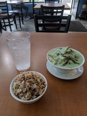 Green curry with rice $15 at S&S Thai Kitchen in Kapolei