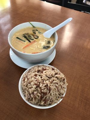 Coconut Red Curry with brown rice at S&S Thai Kitchen in Kapolei