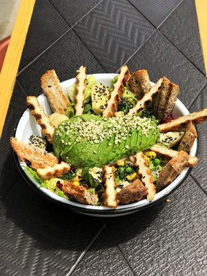 Chickpea panzanella salad  at Plantivora in Leon