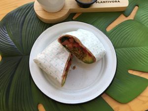 Este wrap es delicioso  at Plantivora in Leon