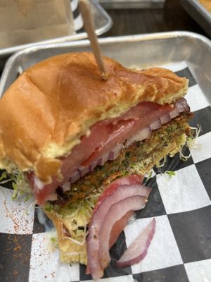 Veggie burger   at Palm House in San Francisco