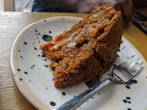 Carrot cake, very moist and yummy at Desarrolladores de Cafe in Medellin