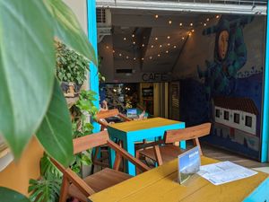 Nice outside seating at Desarrolladores de Cafe in Medellin