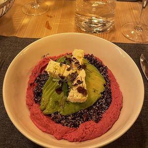 Quinoa with hummus, avocado and vegan feta  at Hotel Solaria in Bivio