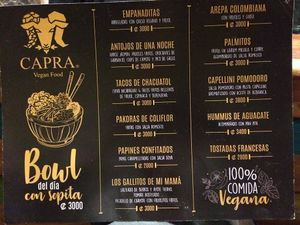 menu español at Capra in San Jose