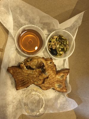 Vegan maple cinnamon seeds waffles.  at Cafe Taiyaki 52 in Halifax