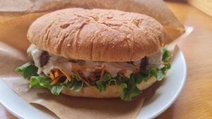 Falafel Burger at Marugoto Vegan Dining Asakusa in Tokyo