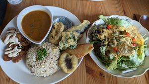 Set meal at Marugoto Vegan Dining Asakusa in Tokyo