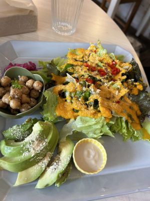 Lunch Salad - check out the cheese sauce!  at Marugoto Vegan Dining Asakusa in Tokyo