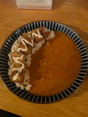 Soy meat curry with rice at Marugoto Vegan Dining Asakusa in Tokyo