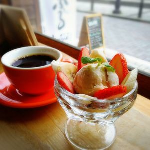 Extra vanilla icecream made from organic almond milk at Marugoto Vegan Dining Asakusa in Tokyo
