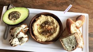 Hummus, Avocado and Falafel at Marugoto Vegan Dining Asakusa in Tokyo