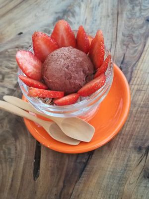 Chocolate Almond Icecream at Marugoto Vegan Dining Asakusa in Tokyo
