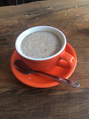 chai latte at Marugoto Vegan Dining Asakusa in Tokyo