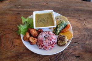 Assorted plate at Marugoto Vegan Dining Asakusa in Tokyo