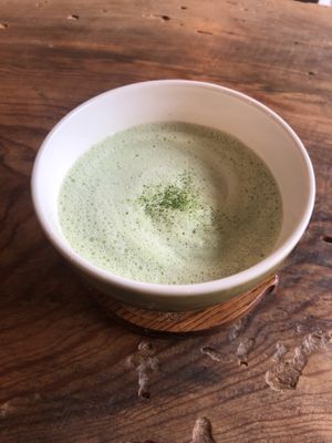 Matcha latte at Marugoto Vegan Dining Asakusa in Tokyo