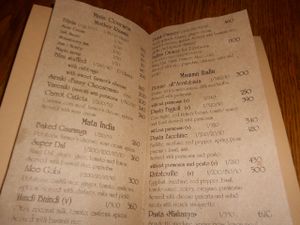 menu at Cafe Botanika in St Petersburg