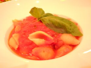 italian pasta : conchiglie and tomato at Cafe Botanika in St Petersburg