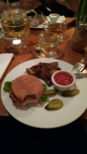 happy cow burger at Cafe Botanika in St Petersburg