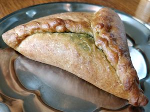 home made pirozhki with spinach  at Cafe Botanika in St Petersburg