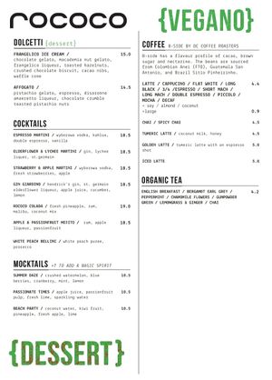 Menu page 2 at Rococo in St Kilda