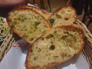 Garlic and herb bread at Rococo in St Kilda
