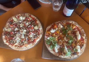 Our two pizzas were very tasty.  at Borruso's in Crows Nest