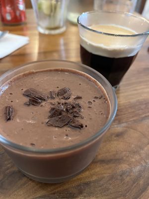 The chocolate pot with a coffee   at Kapunka Vegan in Paris