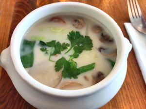 Tom Kha soup at Kapunka Vegan in Paris