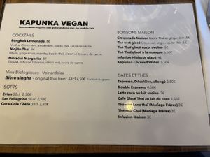 Drink menu  at Kapunka Vegan in Paris