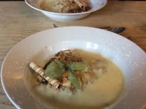 fruit crumble and custard, vegan perfect at The Vegetarian Red Lion in Ipswich